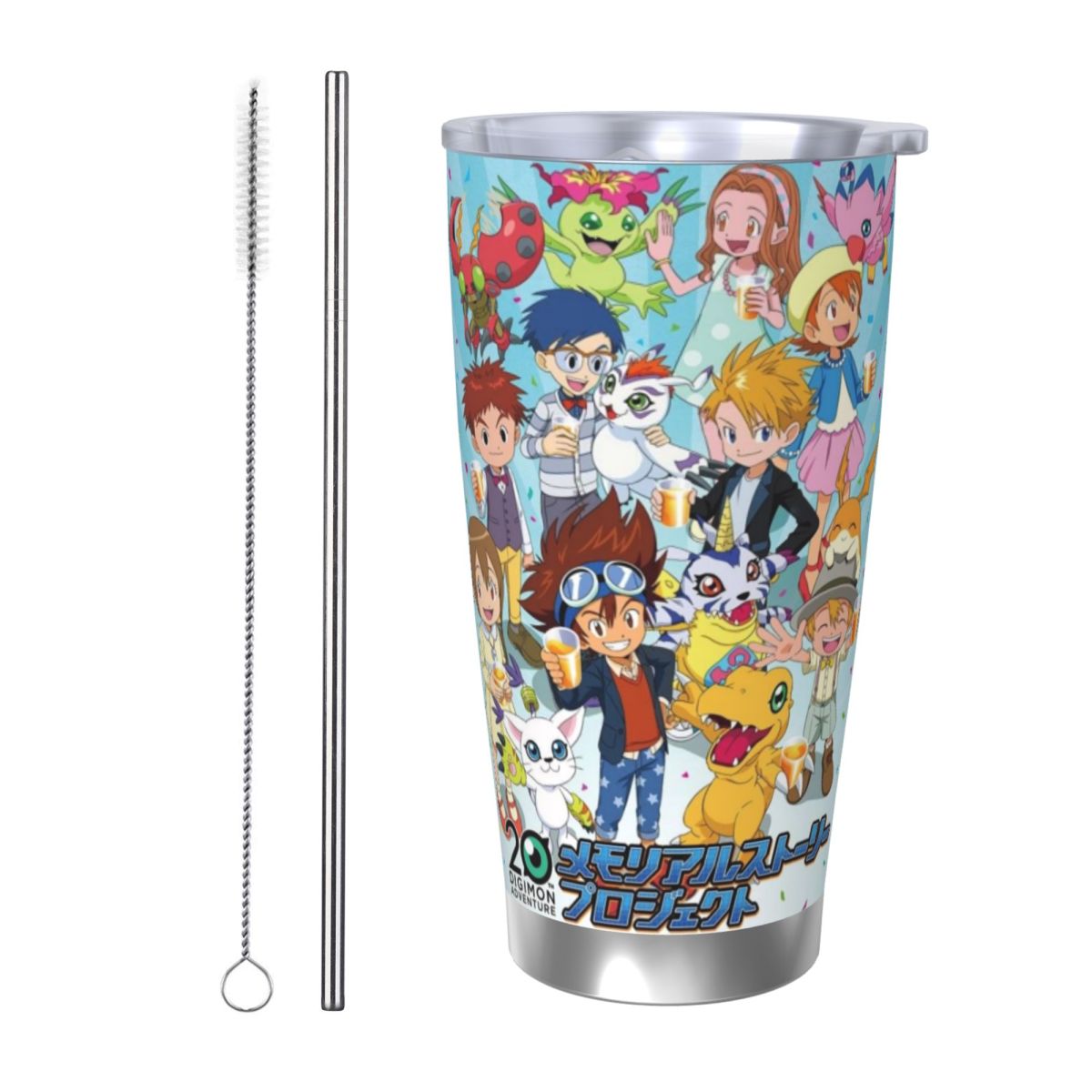 Stainless Steel Straw - D-Digimon 20oz Paslanmaz Çelik Araba Kupa