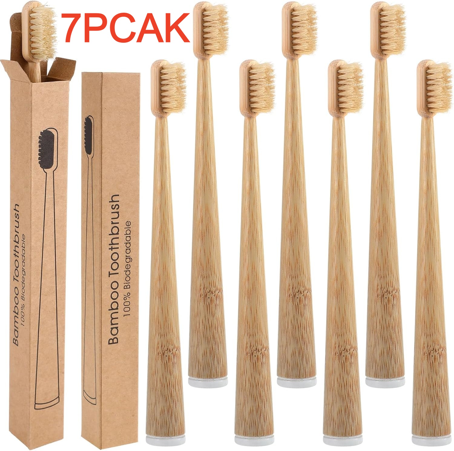 Bamboo Toothbrush Set - 7'li Paket Kompostlanabilir ve Biyobozunur Domuz