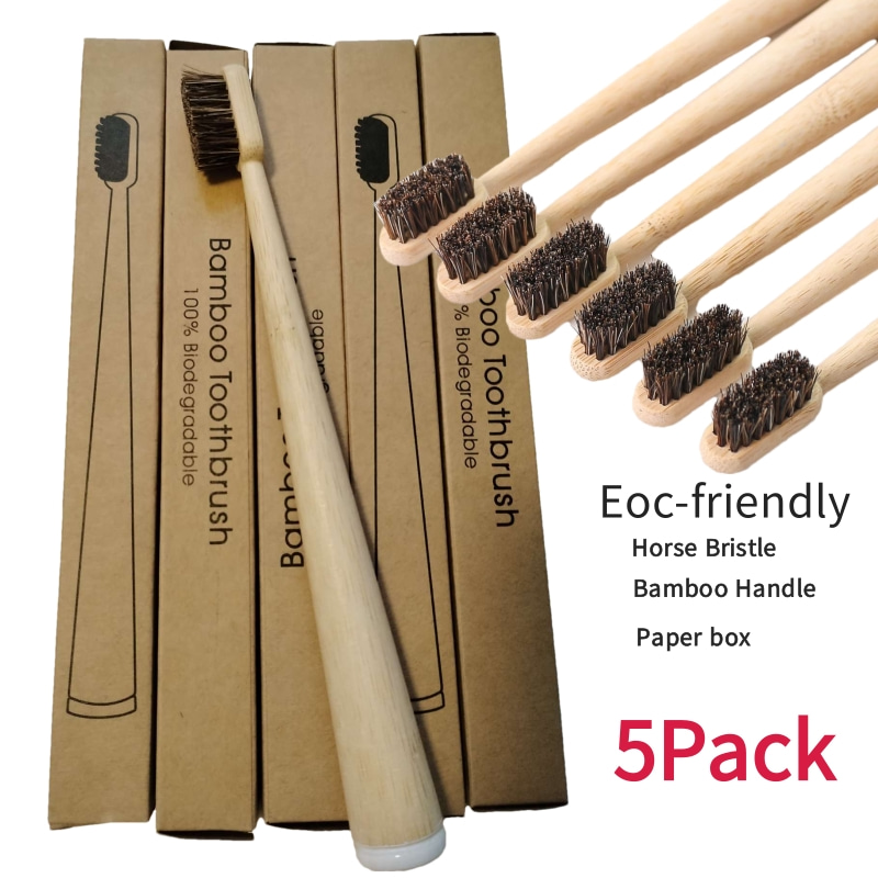 Bamboo Toothbrush Set - 5 adet at kılı bambu diş