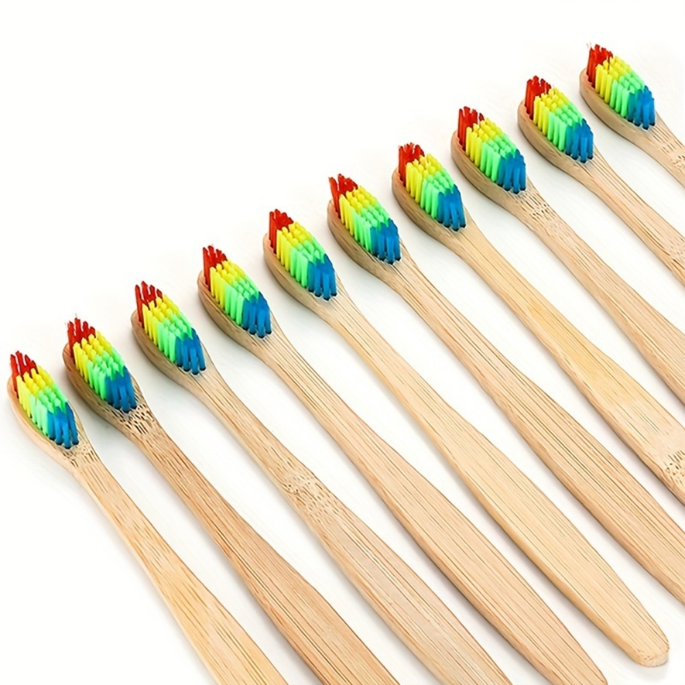 Bamboo Toothbrush Set - Evde Kullanım İçin Gökkuşağı Renklerinde 2