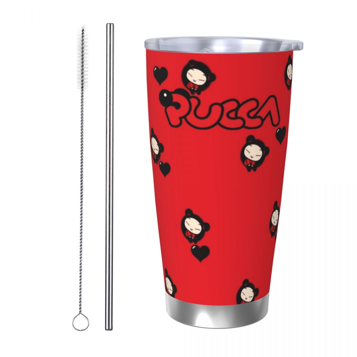Stainless Steel Straw - Sevimli Çizgi Film Pucca 20oz Paslanmaz