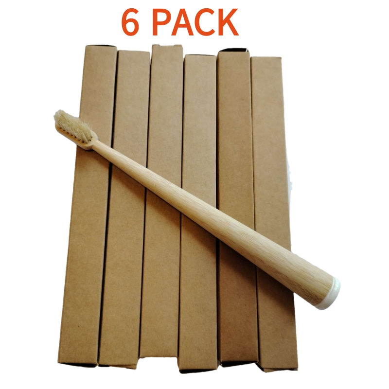 Bamboo Toothbrush Set - 6'lı Paket Domuz Kılı ve Bambu