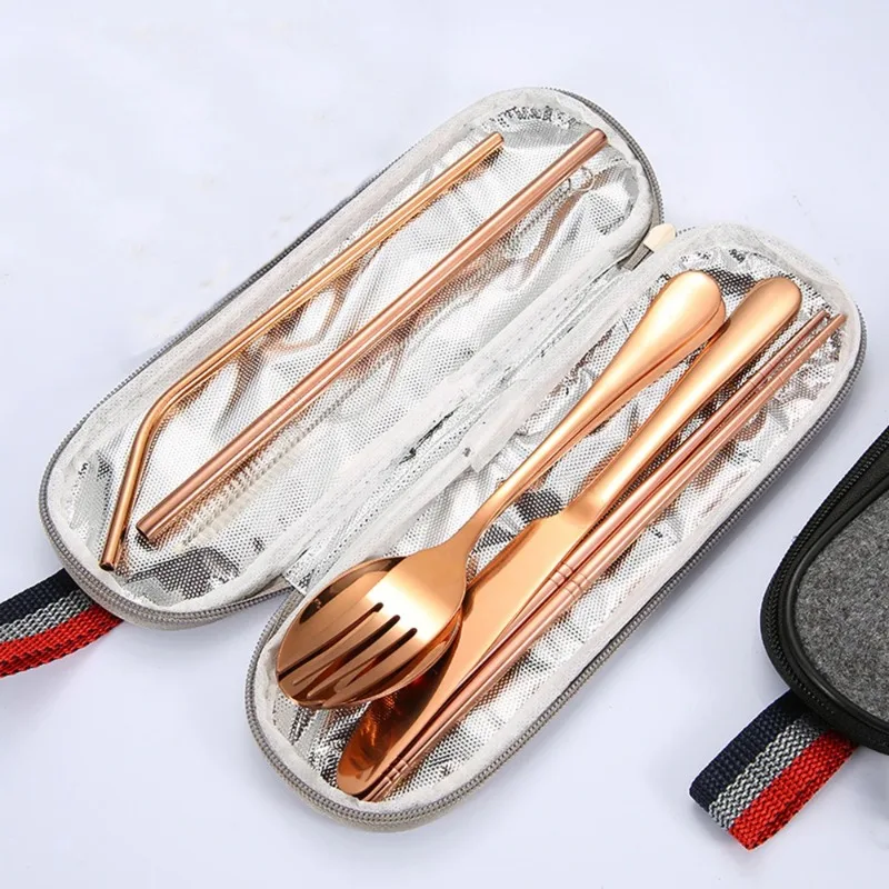 Stainless Steel Straw - Sofra kullanımlık seyahat çatal bıçak takımı